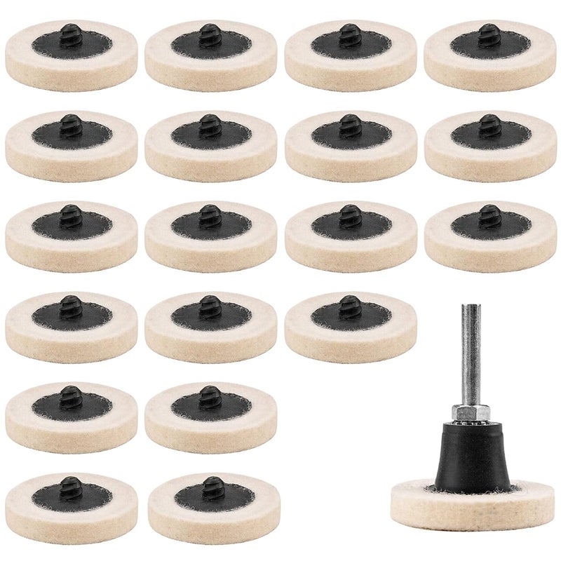 NuoDunco 20PCS 2 Inch Quick Change Discs Premium Wool Fine Polishing Wheel with 1/4" Holders for Die Grinder Surface Conditioning (20+1 Plus Kit) - Image 1